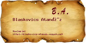 Blaskovics Atanáz névjegykártya
